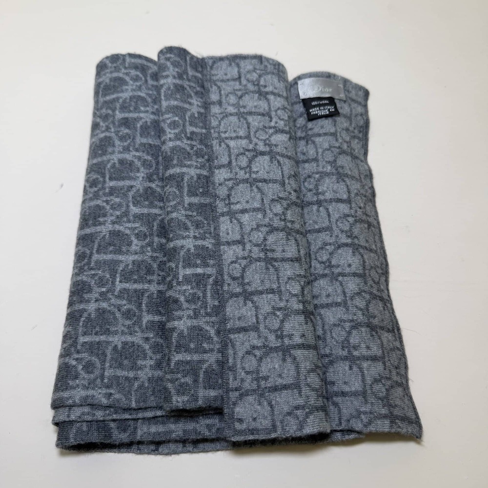 Christian Dior Oblique Monogram Reversible Scarf - Gray Wool
